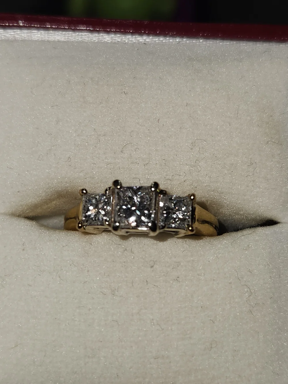 Three-Stone Diamond Anniversary Ring in Yellow Gold